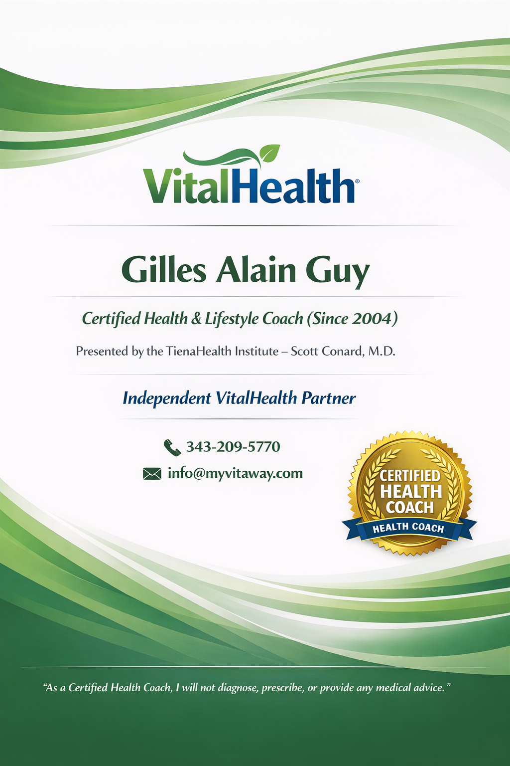 Gilles Alain Guy — Certified Health & Lifestyle Coach